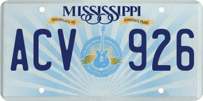 MS license plate ACV926