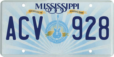 MS license plate ACV928