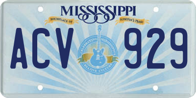 MS license plate ACV929