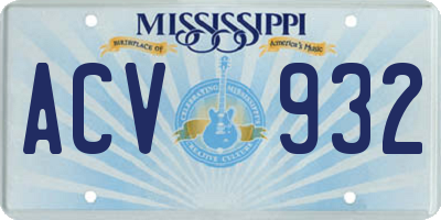 MS license plate ACV932