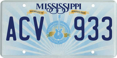 MS license plate ACV933