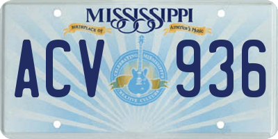 MS license plate ACV936