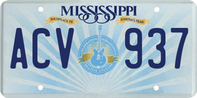 MS license plate ACV937