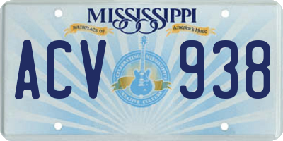 MS license plate ACV938