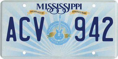 MS license plate ACV942