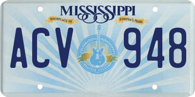 MS license plate ACV948