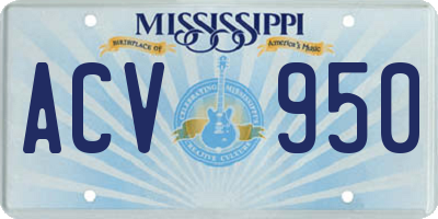 MS license plate ACV950