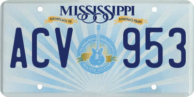 MS license plate ACV953