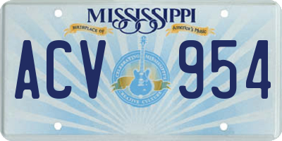 MS license plate ACV954