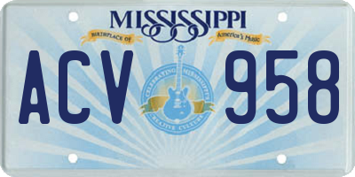MS license plate ACV958