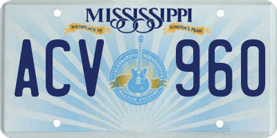 MS license plate ACV960