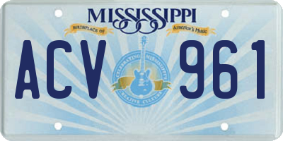 MS license plate ACV961