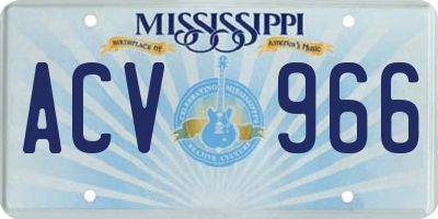 MS license plate ACV966