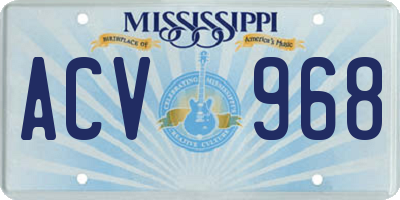 MS license plate ACV968