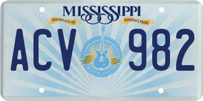 MS license plate ACV982