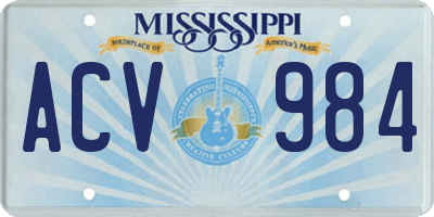 MS license plate ACV984