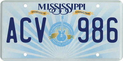 MS license plate ACV986