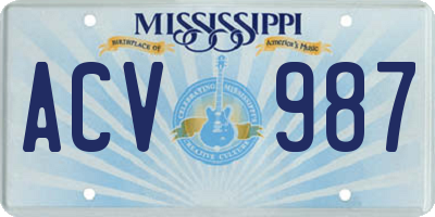 MS license plate ACV987