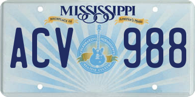 MS license plate ACV988