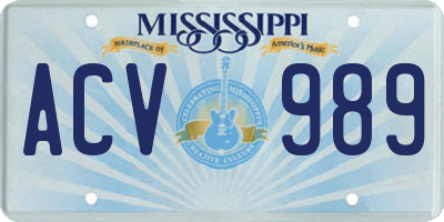 MS license plate ACV989