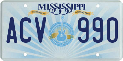 MS license plate ACV990