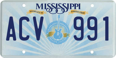 MS license plate ACV991