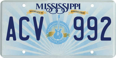 MS license plate ACV992