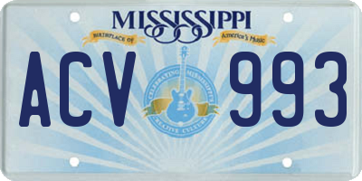 MS license plate ACV993