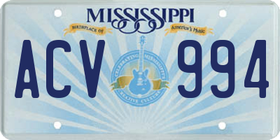MS license plate ACV994