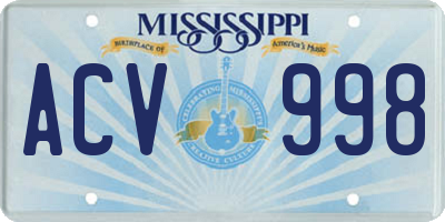 MS license plate ACV998