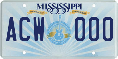 MS license plate ACW000
