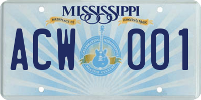 MS license plate ACW001