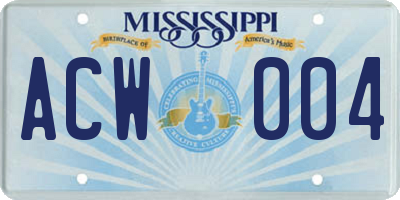 MS license plate ACW004