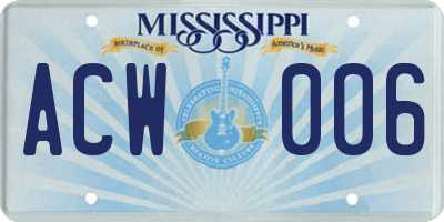 MS license plate ACW006