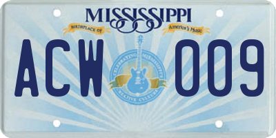 MS license plate ACW009