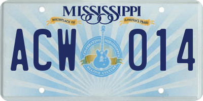 MS license plate ACW014