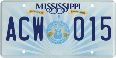 MS license plate ACW015