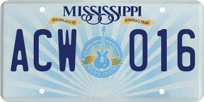 MS license plate ACW016