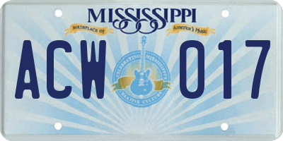 MS license plate ACW017