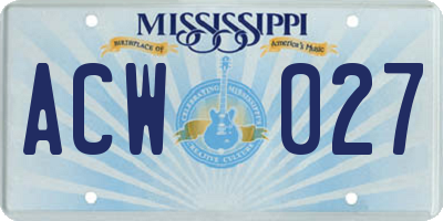 MS license plate ACW027
