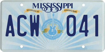 MS license plate ACW041