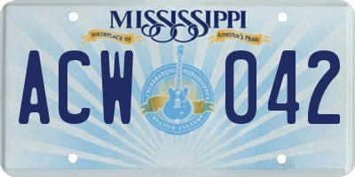 MS license plate ACW042