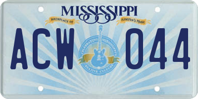MS license plate ACW044