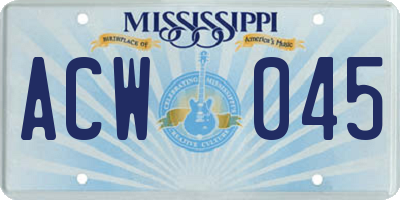 MS license plate ACW045