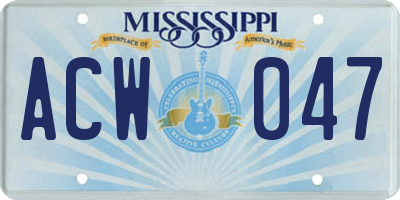 MS license plate ACW047