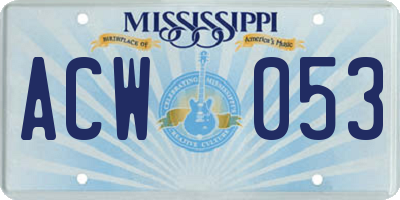 MS license plate ACW053