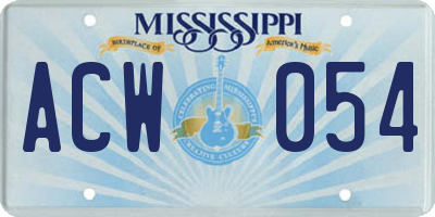 MS license plate ACW054