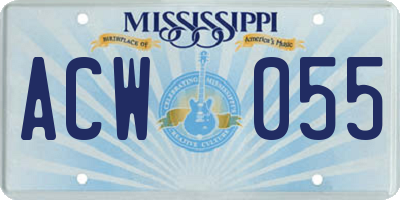 MS license plate ACW055