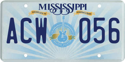 MS license plate ACW056