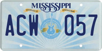 MS license plate ACW057